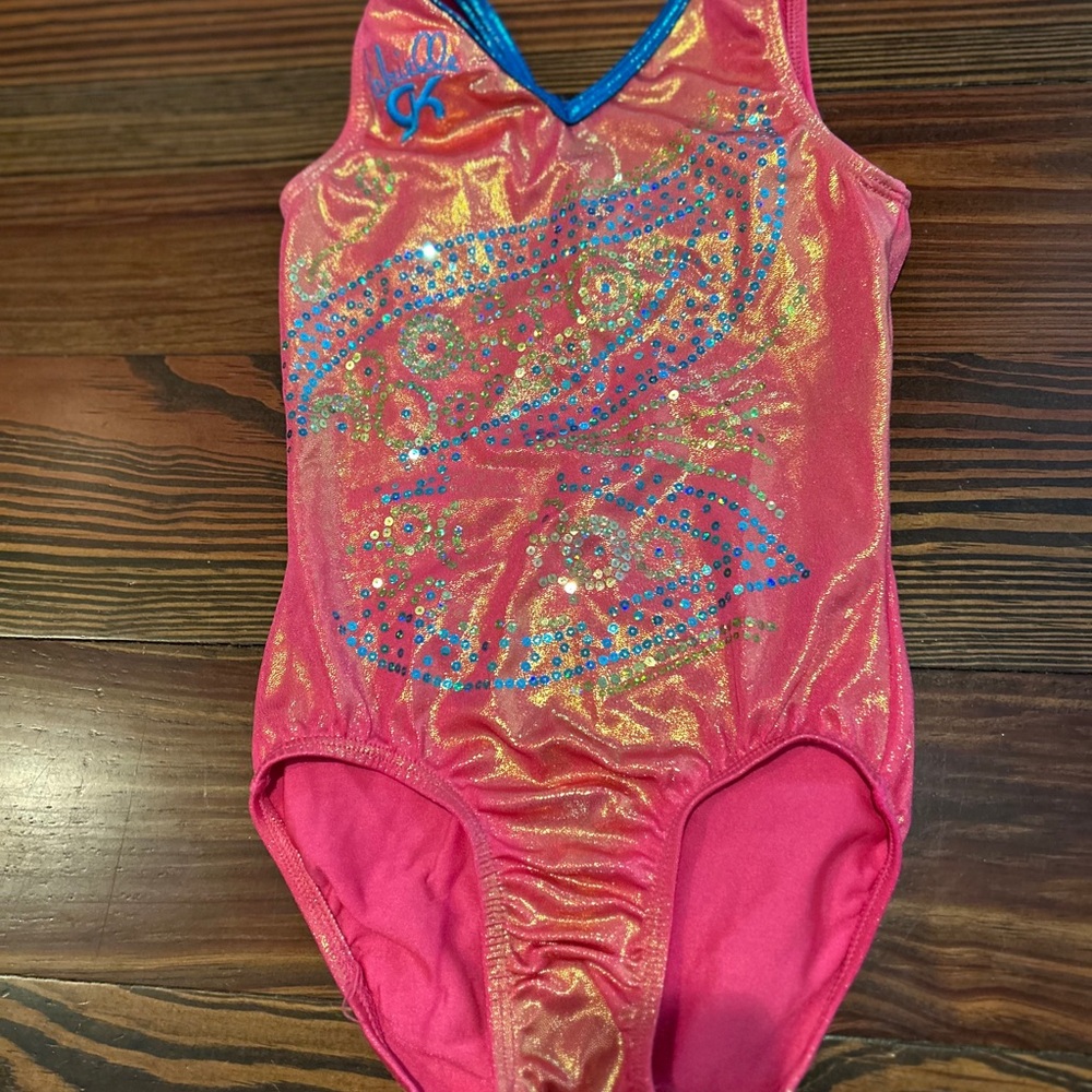 Pink and Gold Gymnastics Leotard